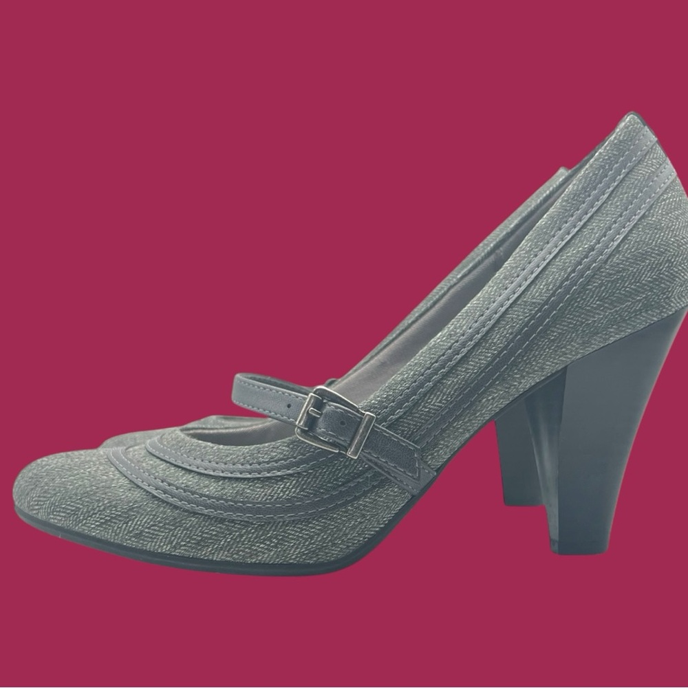 NEW Life Stride Gray Tweed Pumps Velocity Flex 3.75" Memory Foam Women's Sz 8.5M